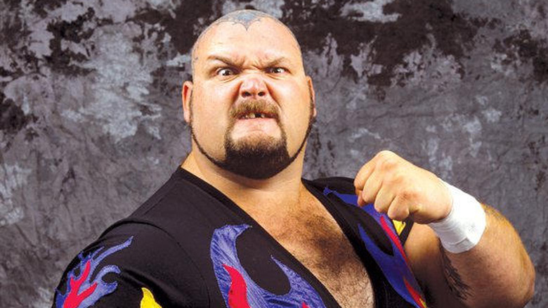 Bam Bam Bigelow holding up his left fist