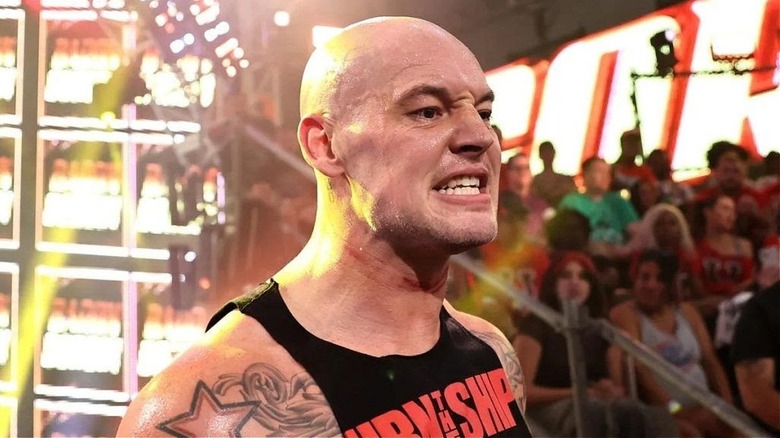 Baron Corbin looks on angrily during an 