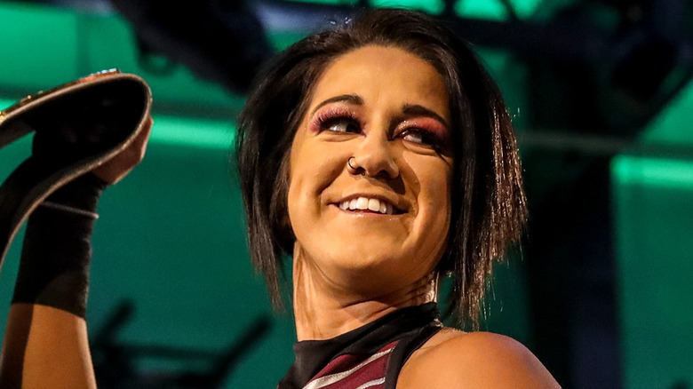 Bayley grinning