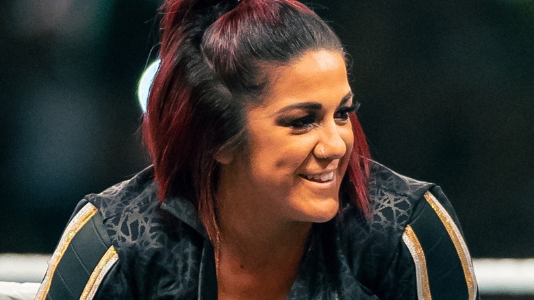 Bayley posing, smiling