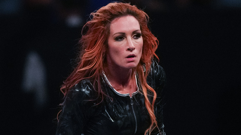 Becky Lynch in a black zip-up jacket