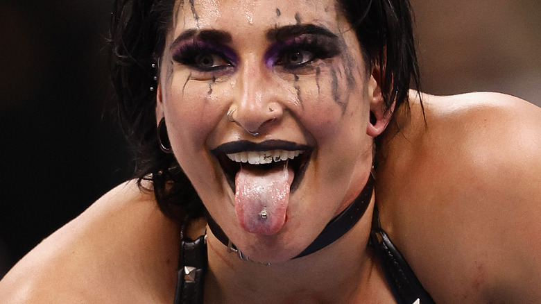 Rhea Ripley sticks out tongue