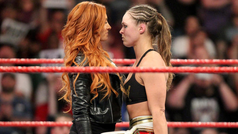 Becky Lynch stares down Ronda Rousey