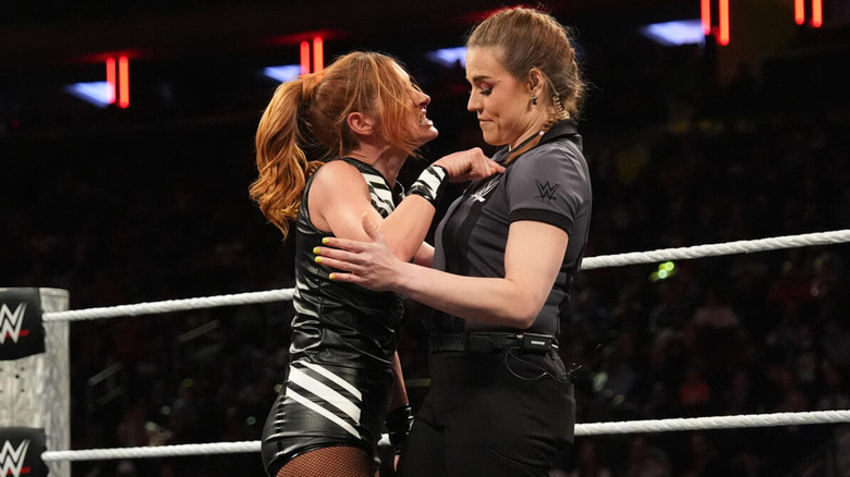 Becky Lynch arguing with the referee on WWE Raw