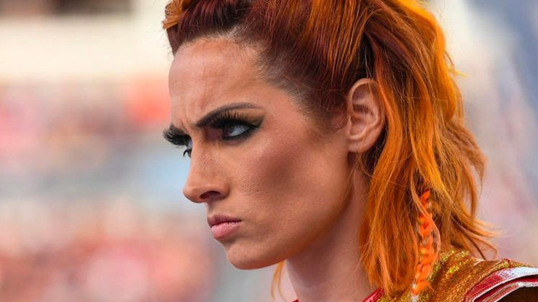 Becky Lynch during her title match at SummerSlam