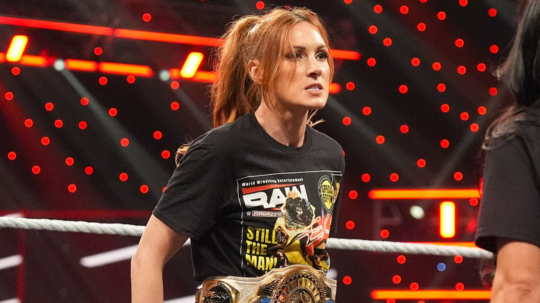 Becky Lynch looking angry on WWE Raw