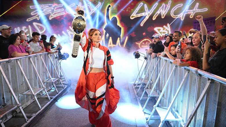 Becky Lynch with the WWE Women's Intercontinental Championship