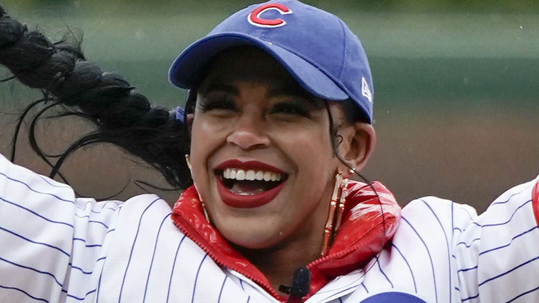Bianca Belair smiles in Cubs uniform