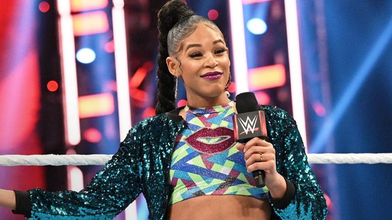 Bianca Belair cutting a promo