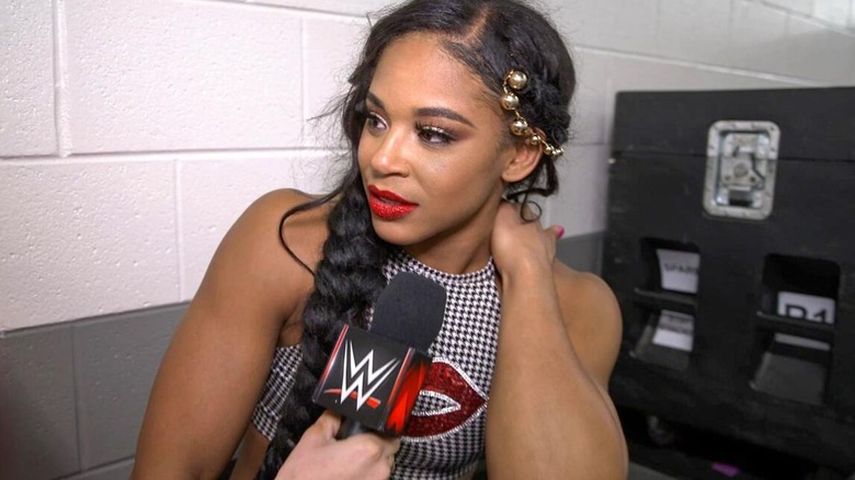 Bianca Belair talking backstage