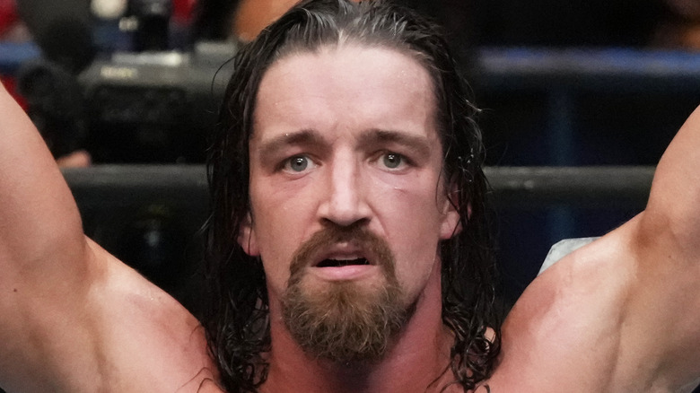 Jay White with mouth open