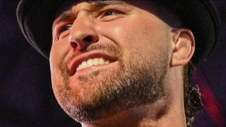 Tony D'Angelo prepares to speak on "WWE NXT."