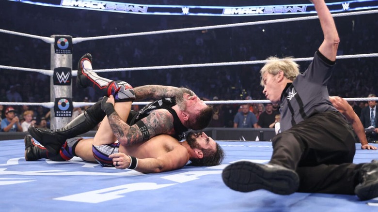 A referee counts Kevin Owens' pinfall on Johnny Gargano during their Money in the Bank qualifier on the October 2, 2026 edition of "WWE SmackDown."