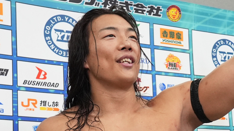 A happy Konosuke Takeshita