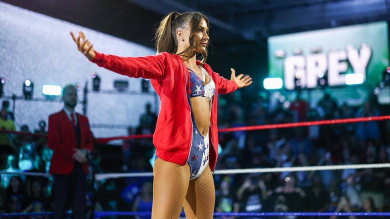 Kendal Grey poses in the ring at WWE NXT Great American Bash