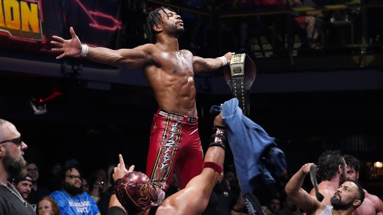 Kevin Knight poses with the TNT Championship on "AEW Collision"