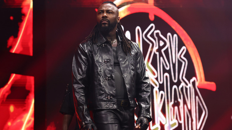 Swerve Strickland stands on the stage and looks to the crowd during his return to the company on the August 12, 2026 edition of "AEW Dynamite."