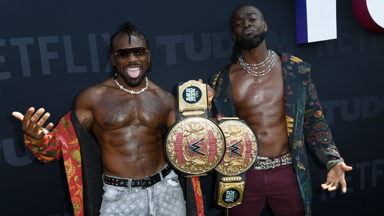 Xavier Woods and Kofi Kingston attend NETFLIX TUDUM 2025: THE LIVE EVENT at The Kia Forum on May 31, 2025 in Inglewood, California.