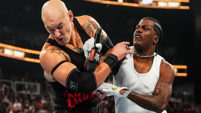 Rapper Lil Yachty hits then-United States Champion Baron Corbin in the face with a microphone in a short promo segment before their match at WWE Sunday Night's Main Event on September 6, 2026.