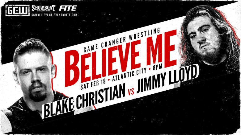 Black and White Poster For Jimmy Lloyd vs. Blake Christian