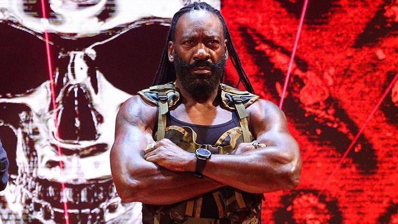 Booker T with a serious expression on his face