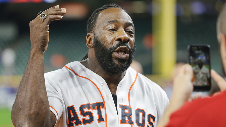 Booker T Speaks During A Baseball Game