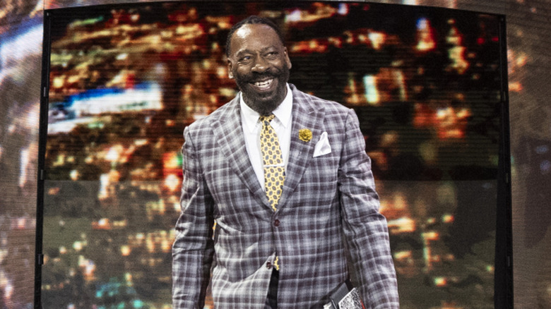 Booker T smiling as he makes his entrance
