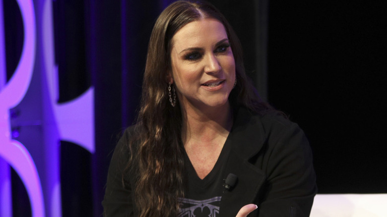 Stephanie McMahon is wearing a round earring