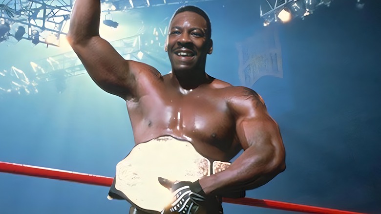 Booker T celebrating his WCW Championship win