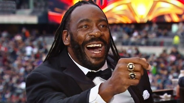 Booker T wearing his WWE Hall of Fame rings