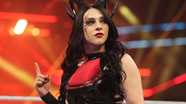 Stephanie Vaquer wearing red ring gear
