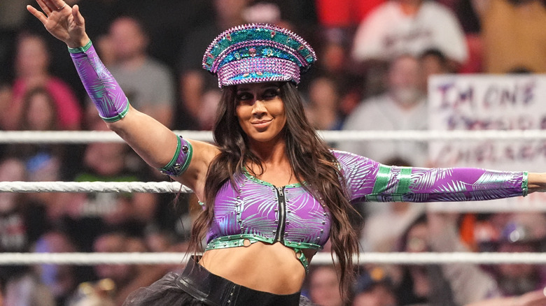 Chelsea Green enters the ring during Monday Night RAW at Little Caesars Arena on July 28, 2025 in Detroit, Michigan.