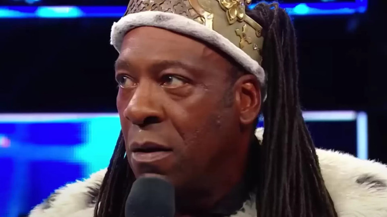 Booker T with crown and microphone