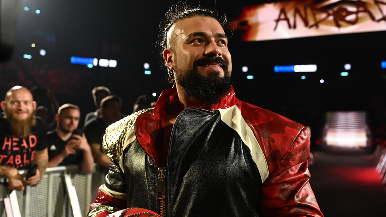 Andrade walking to the ring in WWE