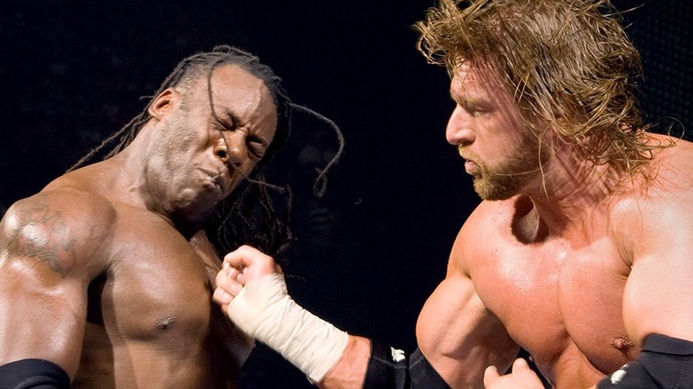 Booker T and Triple H clashing at SummerSlam 2007.