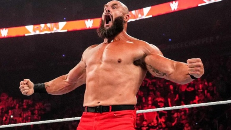 Braun Strowman stops to pose in the middle of the ring during a match on "WWE Raw."