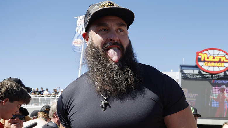 Braun Strowman with his tongue out