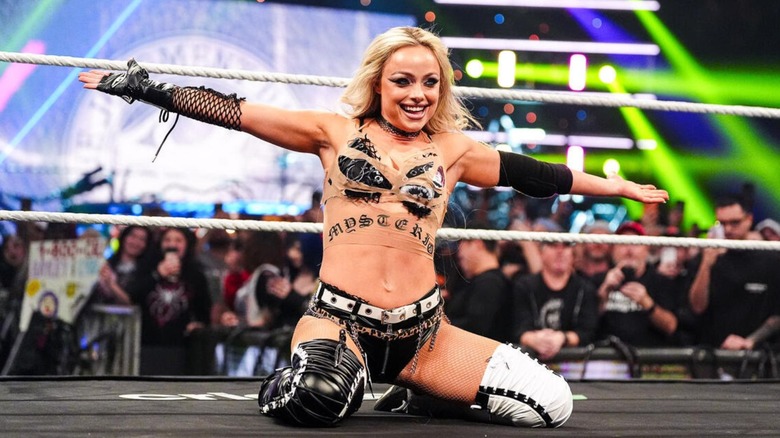Liv Morgan poses in the ring during her return match on an episode of "WWE Raw."