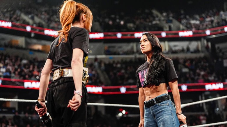 AJ Lee and Becky Lynch face off
