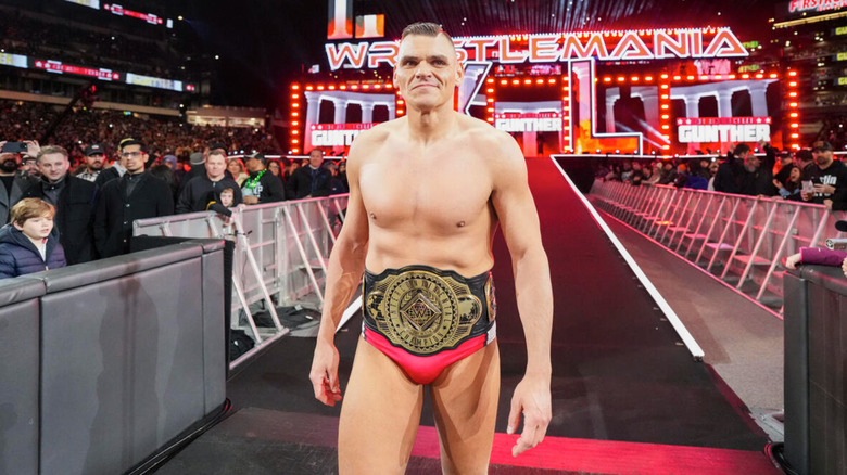 Gunther makes his entrance as Intercontinental Champion