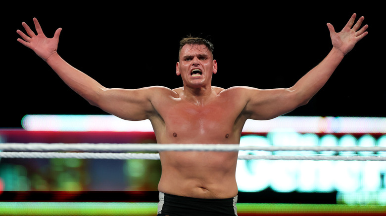 Gunther reacts during the match against CM Punk for the WWE World Heavyweight Championship