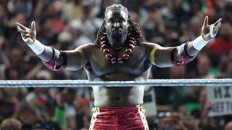 Oba Femi is introduced before his match against Brock Lesnar during WrestleMania 42