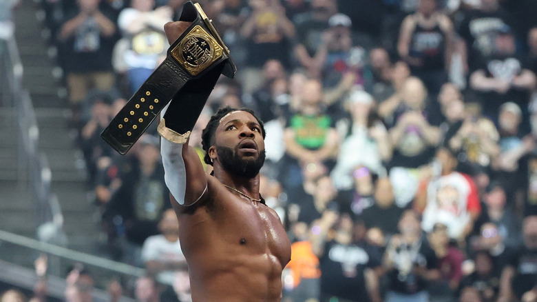 Trick Williams celebrates after defeating Sami Zayn during the United States Championship match during WrestleMania 42 at Allegiant Stadium on April 19, 2026 in Las Vegas, Nevada.