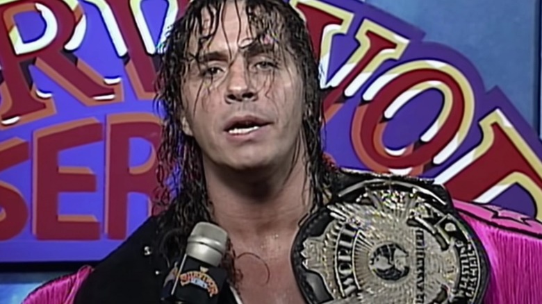 Bret Hart with the WWF Championship at Survivor Series