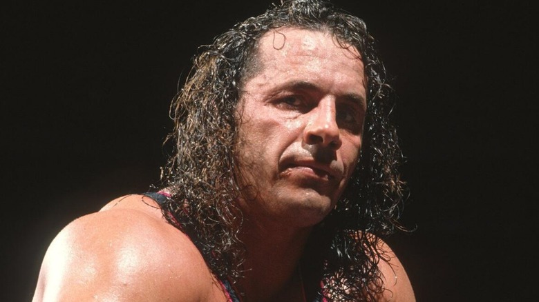 Bret Hart starring at camera in ring