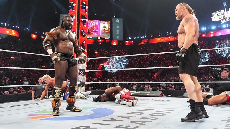 Brock Lesnar stares down Oba Femi at WWE Royal Rumble 2026