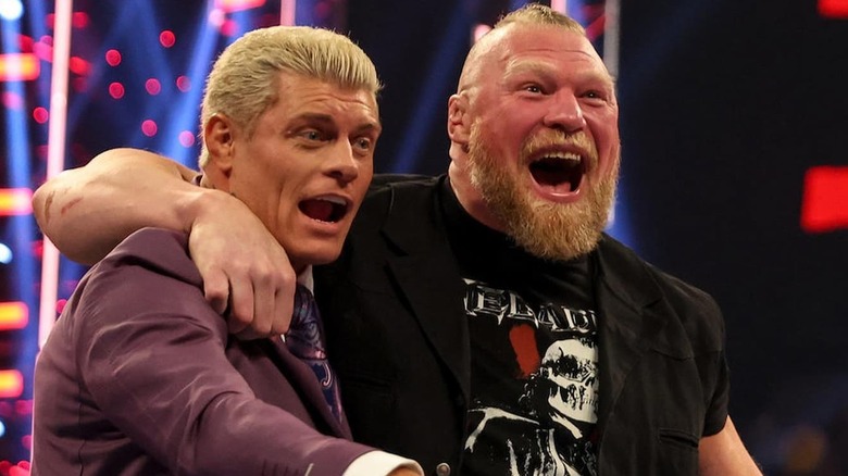 Brock Lesnar, Cody Rhodes embrace
