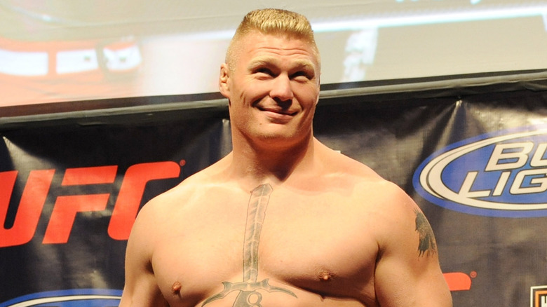 Brock Lesnar weighs in for UFC 87