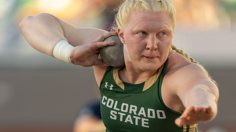 Mya Lesnar of Colorado State competes in the first round of the Womens Shot Put