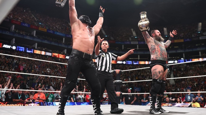 Bandido and Brody King celebrating at Forbidden Door 2025